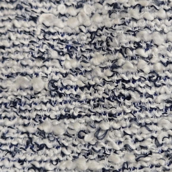 Halogen Women's L Textured Blue & White Bouclé Tweed Blazer Jacket Full Zip - Picture 9 of 16